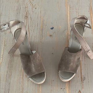 Nero Giardini Tan Wedge Sandals with Ankle Strap